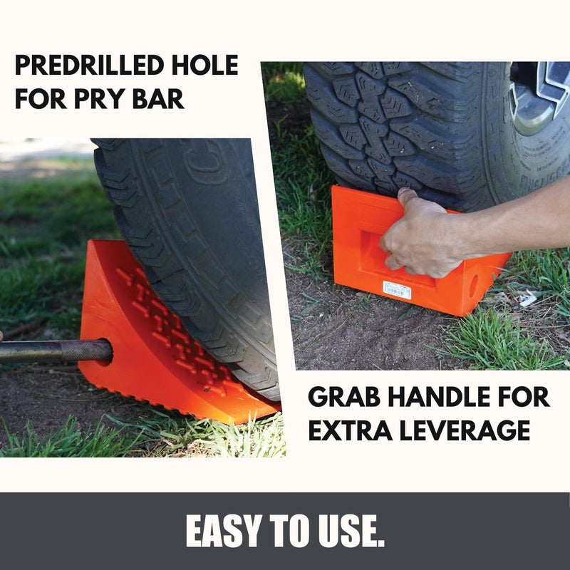 SECURITYMAN Heavy Duty Wheel Chocks (2 Pack) - Durable, Non-Slip, Solid Rubber Wheel Chocks for Boat Trailers, RV, Truck, Camper - Perfect on All Surfaces and in All Weather - Orangeâ€¦ - Image 5